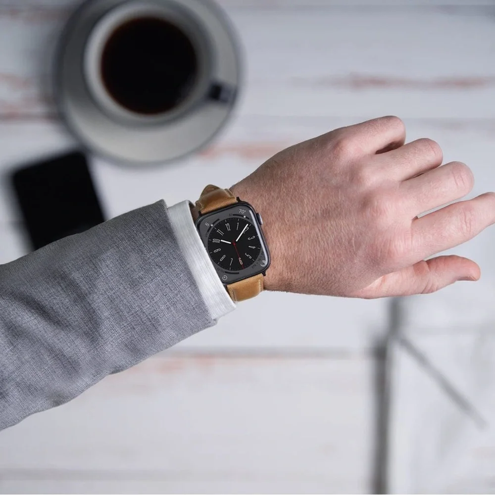 Classic Black Leather watchbands with Silver Buckle
